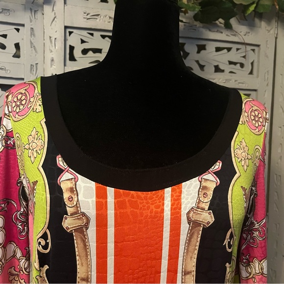 FROM THE HEART FANTASTIC BOHO FRESH BLACK & MULTICOLORS DESIGN LONG SLEEVE TOP - Picture 4 of 11